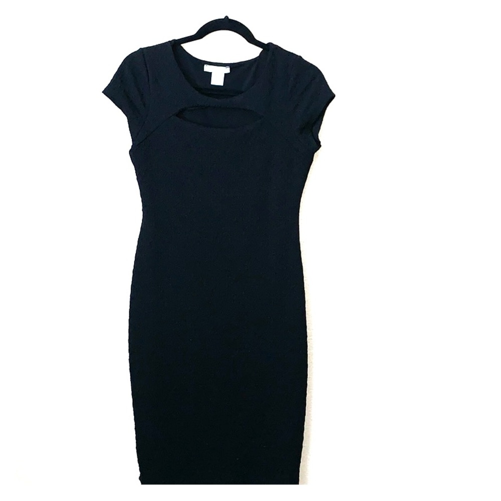 Arden B Black Textured Midi Dress